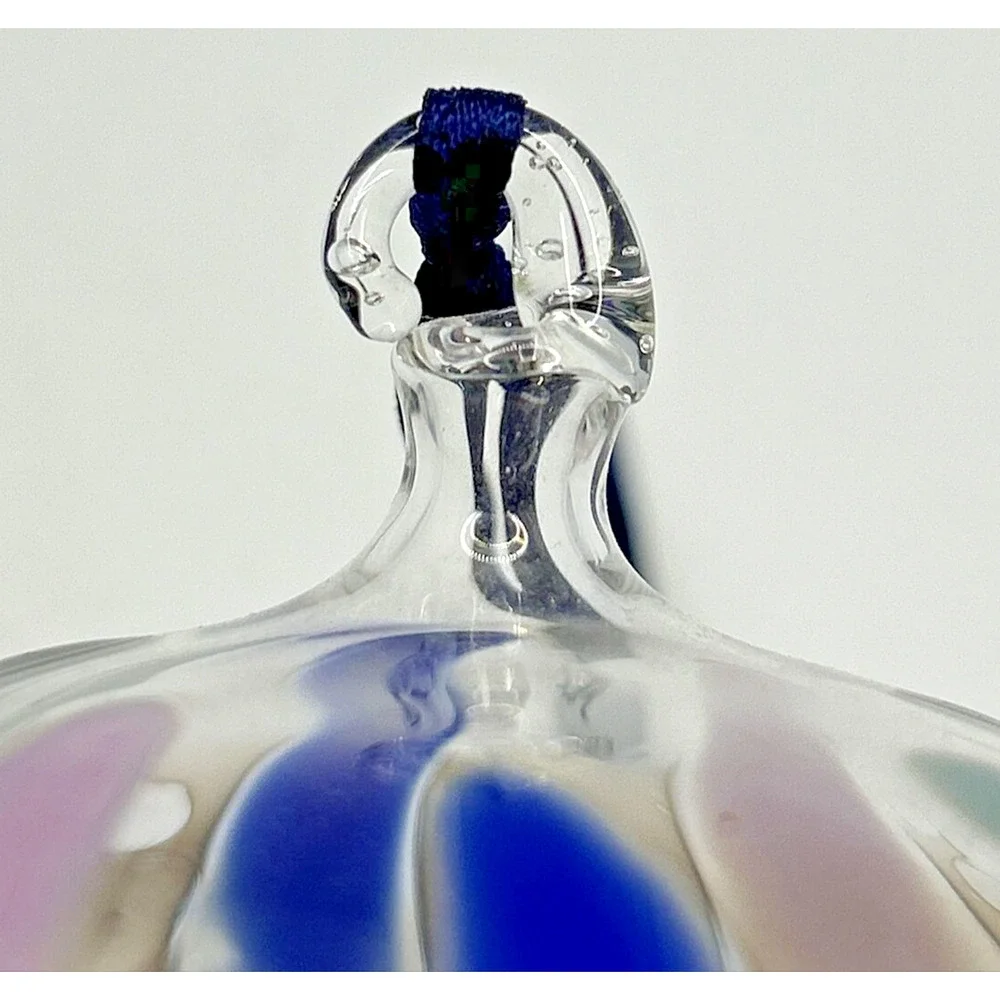 Vintage Art Glass Twisted Blue Purple Green Maroon Ornament‎ U257/6